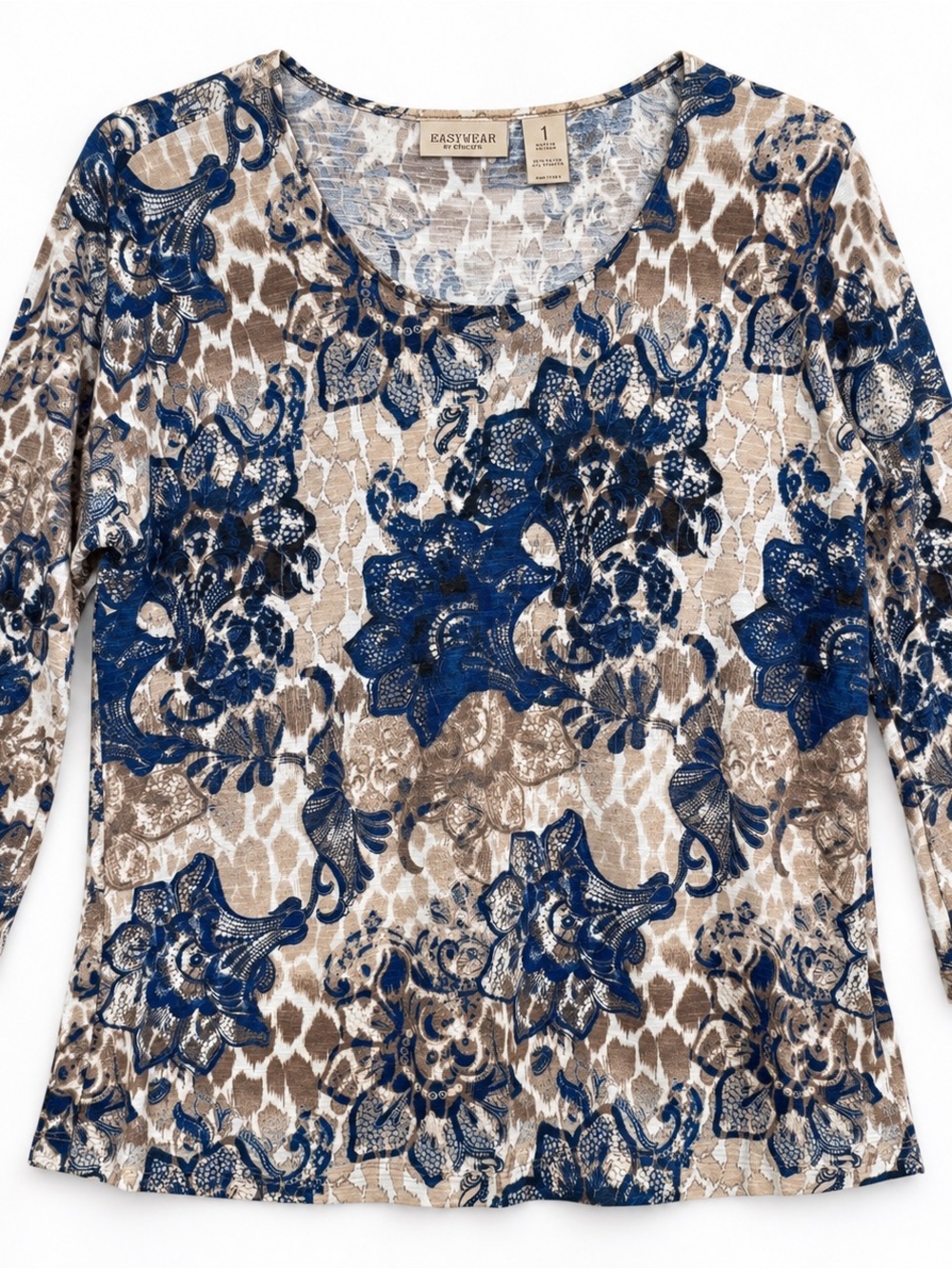 Easy Wear by Chico’s Abstract Floral Print Top Size 1